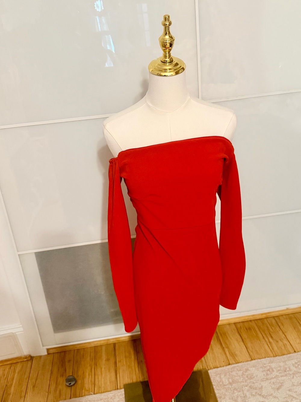 Missguided Off-Shoulder Red Midi Dress